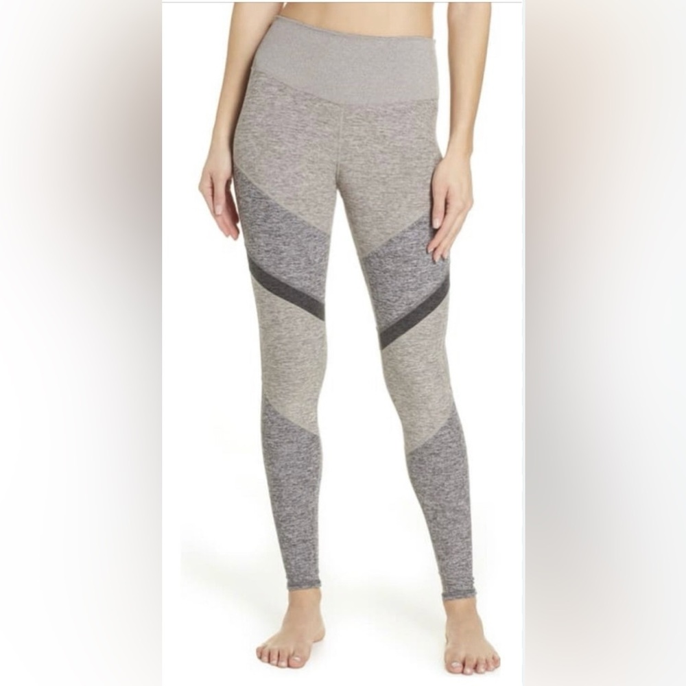 ALO Yoga Women's Sheila Alosoft High Waist Legging Heather Grey Small Colorblock